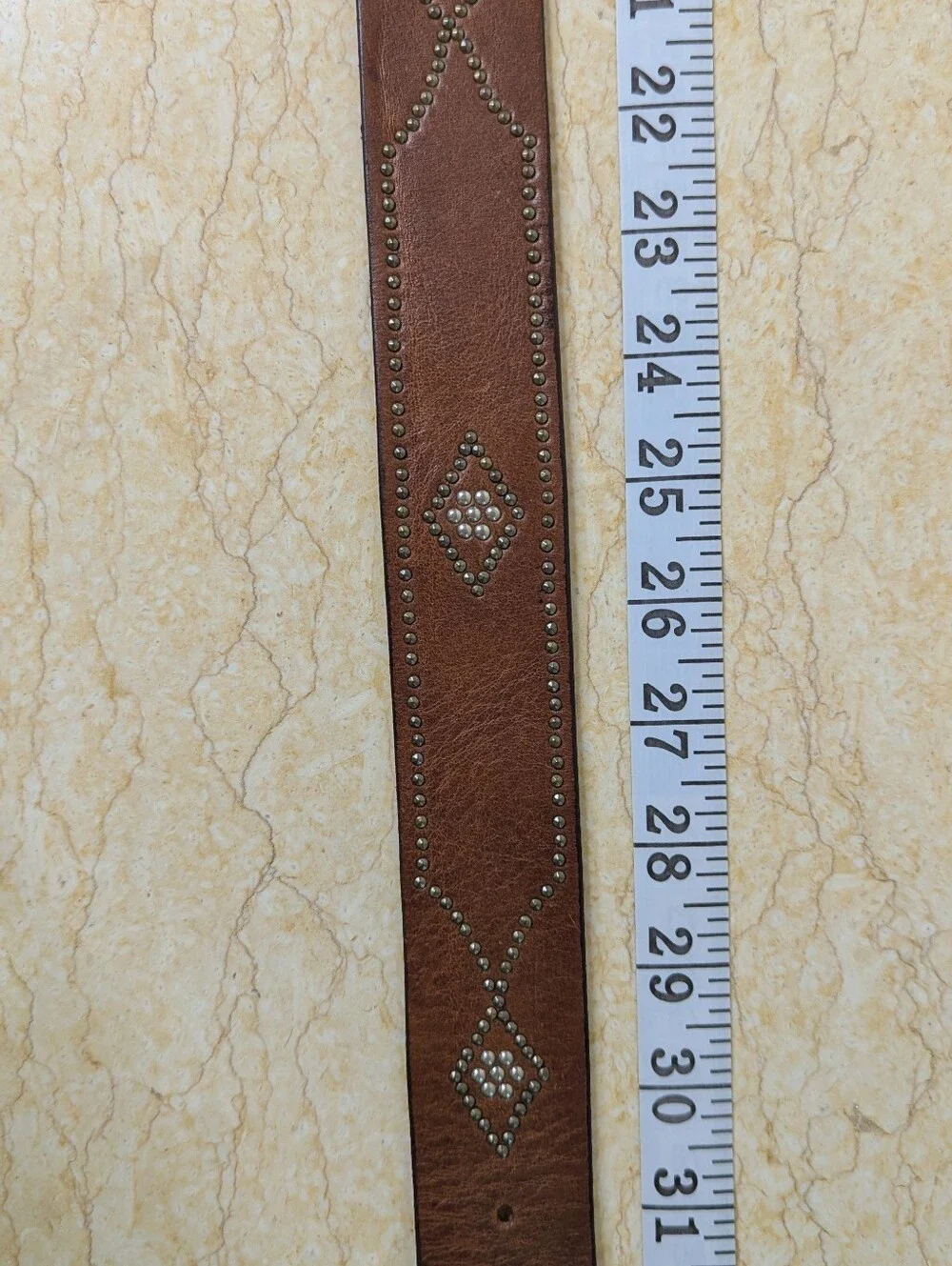Vintage Express Italian Brown Leather Silver Studded Belt Women's Med